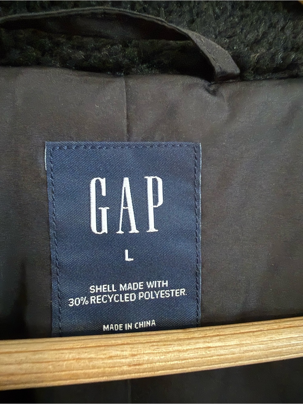 GAP Long Sherpa Coat Black Teddy Women’s Size Large 742102 - Picture 6 of 12